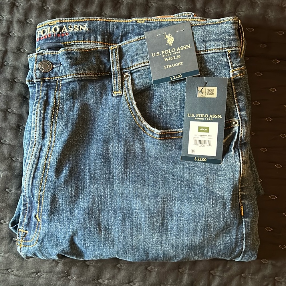 U.S.POLO ASSN. straight leg medium mens blue jeans - Picture 2 of 11